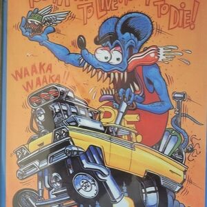 Vintage Hot Rod Cartoon Poster — Blue Rat Fink
